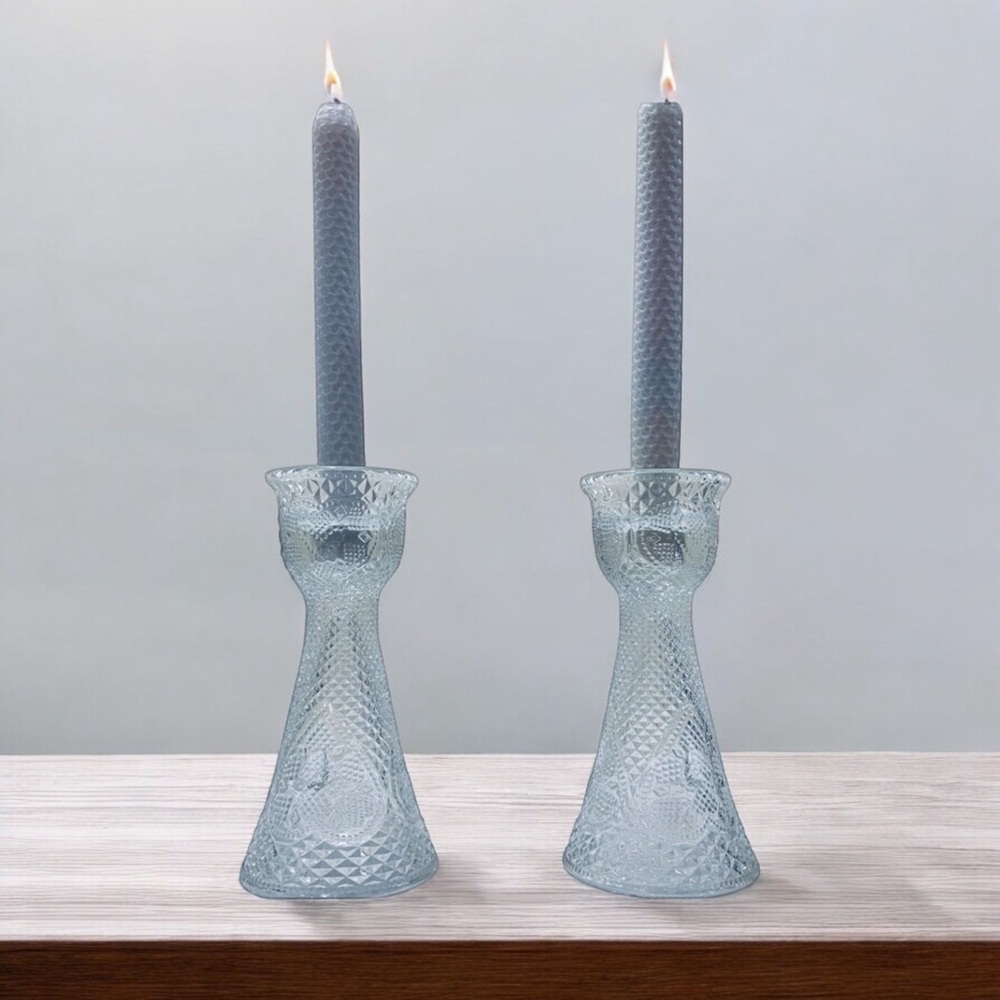 Pair of Vintage Avon Fostoria Reversible Vase and Candle Holder Stamped